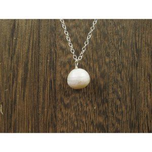 18" Sterling Silver Worn Good Size Pearl Necklace Vintage Minimalist Everyday